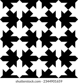 Equivocal figures and fluctuation of attention optical illusion. Tile with identical black and white patterns. Looking at it constantly, it fluctuates between white on black background and vice versa.