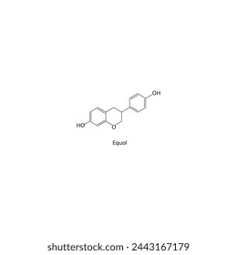 Equol skeletal structure diagram.Isoflavanone compound molecule scientific illustration on white background. svg