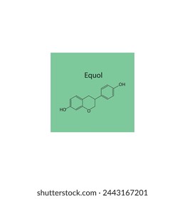 Equol skeletal structure diagram.Isoflavanone compound molecule scientific illustration on green background. svg
