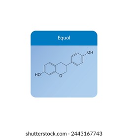 Equol skeletal structure diagram.Isoflavanone compound molecule scientific illustration on blue background. svg