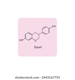 Equol skeletal structure diagram.Isoflavanone compound molecule scientific illustration on pink background. svg
