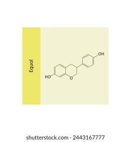 Equol skeletal structure diagram.Isoflavanone compound molecule scientific illustration on yellow background. svg