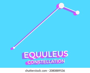 Equuleus constellation 3d symbol. Constellation icon in isometric style on blue background. Cluster of stars and galaxies. Vector illustration