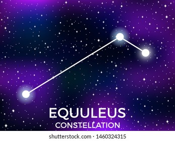 Equuleus constellation. Starry night sky. Cluster of stars and galaxies. Deep space. Vector illustration