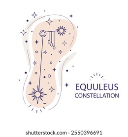 Equuleus or little horse constellation of stars of the northern hemisphere on a white background. Mystical esoteric boho design for fabric design, tarot, astrology, wrapping paper. Vector illustration