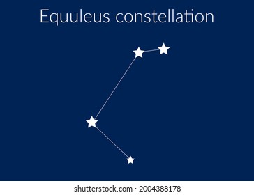 Equuleus zodiac constellation sign with stars on blue background of cosmic sky. Vector illustration