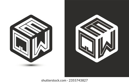 EQW letter logo design with illustrator cube logo, vector logo modern alphabet font overlap style. Premium Business logo icon. White color on black background