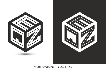EQZ letter logo design with illustrator cube logo, vector logo modern alphabet font overlap style. Premium Business logo icon. White color on black background
