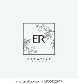 ER Beauty vector initial logo art, handwriting logo of initial signature, wedding, fashion, jewerly, boutique, floral and botanical with creative template for any company or business.