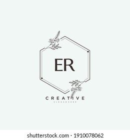 ER Beauty vector initial logo art, handwriting logo of initial signature, wedding, fashion, jewerly, boutique, floral and botanical with creative template for any company or business.