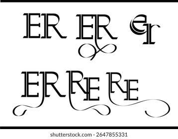 Logotipo de caligrafia ER - Elegante E e R Interlocked Monogram Design