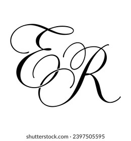 ER Calligraphy Monogram Initial Letters Logo