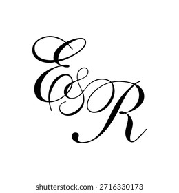 ER Caligrafia Monograma inicial letras logotipo
