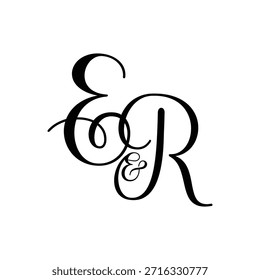 ER Caligrafia Monograma letra iniciais logotipo