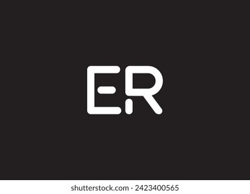 ER Circular Letter Logo with Circle Brush Design and Black Background.