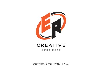 ER creative letter logo with circle area. Initial letter ER linked circle uppercase monogram logo. ER initial letter logo vector design.