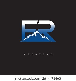 ER Creative Mountain Logo Negrito Gradiente Letra Marca Branding Design para marcas de negócios ao ar livre