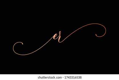 er Cursive Letter Initial Logo Design, Vector Template