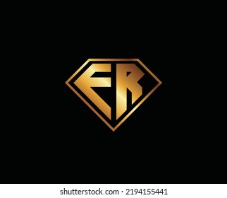 ER diamond shape gold color design.. ER Letter Logo Design. Creative Modern ER Letters Icon Illustration, symbol