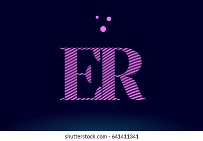 er e r alphabet letter logo pink line stripes magenta purple blue font creative text dots company vector icon design template