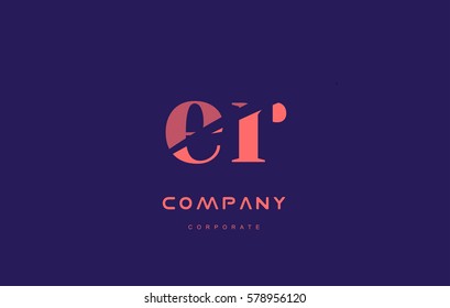er e r alphabet small letter blue pink creative design vector company logo icon template 