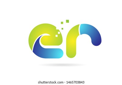 er e r blue green alphabet combination letter logo design suitable for a company or business