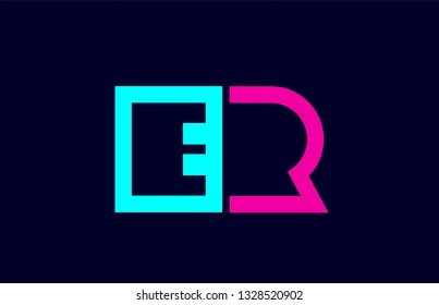 ER E R blue pink colorful alphabet alphabet letter logo combination design suitable for a company or business
