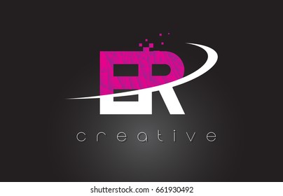 ER E R Creative Letters Design. White Pink Letter Vector Illustration.