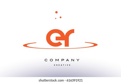 ER E R creative orange swoosh dots alphabet company letter logo design vector icon template