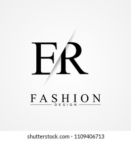 ER E R cutting and linked letter logo icon with paper cut in the middle. Creative monogram logo design. Fashion icon design template.