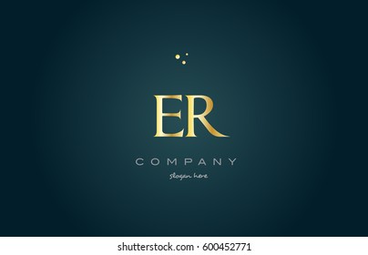 er e r  gold golden luxury product metal metallic alphabet company letter logo design vector icon template green background
