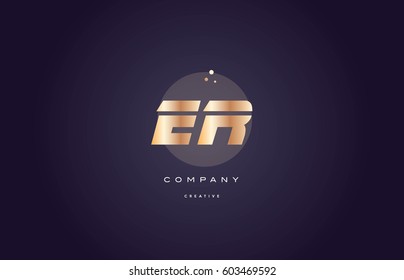 er e r  gold yellow golden metal metallic bold luxury product modern creative gradient alphabet company logo design vector icon template