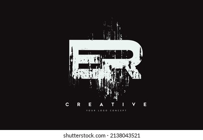 Diseño del logotipo de la carta de brocha de brocha ER E R en colores blancos. Ilustración de vectores de letras de pincel creativas. 