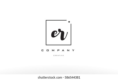 er e r hand writing written black white alphabet company letter logo square background small lowercase design creative vector icon template 