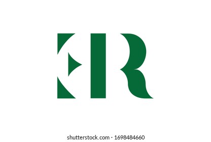 ER or RE and E or R Letter Initial Logo Design, Vector Template