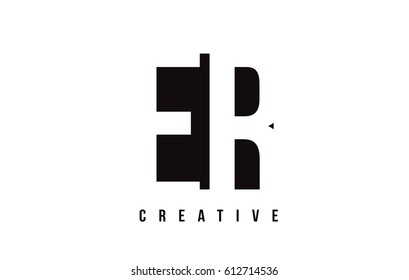 ER E R White Letter Logo Design with Black Square Vector Illustration Template.