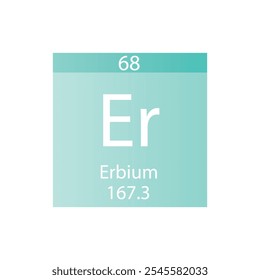 Er Erbium Lanthanide Chemical Element Periodic Table. Simple flat square vector illustration, simple clean style Icon with molar mass and atomic number for Lab, science or chemistry class.