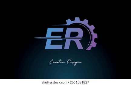 ER Gear Fusion Logo – Industrial Tech-Inspired Letter mark Futuristic Industrial Letter Mark Design for Technology and Engineering Brands.