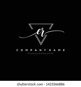 ER handwriting initial logo template vector.
