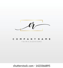 ER handwriting initial logo template vector.