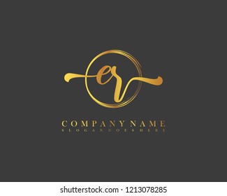 ER initial handwriting logo circle template vector