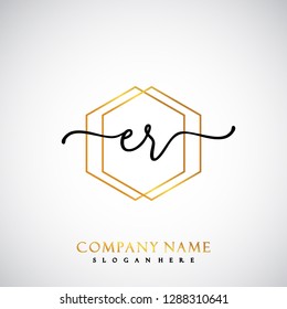 ER Initial Handwriting logo template vector
