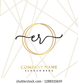 ER Initial Handwriting logo template vector