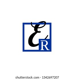 ER  Initial Handwriting logo template vector