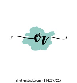 ER  Initial Handwriting logo template vector