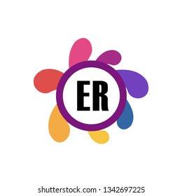 ER  Initial Handwriting logo template vector