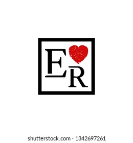 ER  Initial Handwriting logo template vector