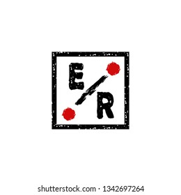 ER  Initial Handwriting logo template vector