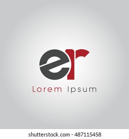 er initial letter linked lowercase logo. e and r vector template design.