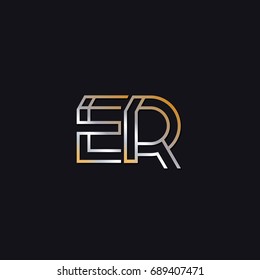 ER initial letters elegant logo golden silver black background